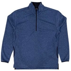 Cuts Clothing Men's 1/4 Quarter Zip Pullover Split Hem Fleece Sweatshirt - Blue